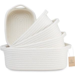 NaturalCozy 5-Piece Rectangle Storage Basket Set